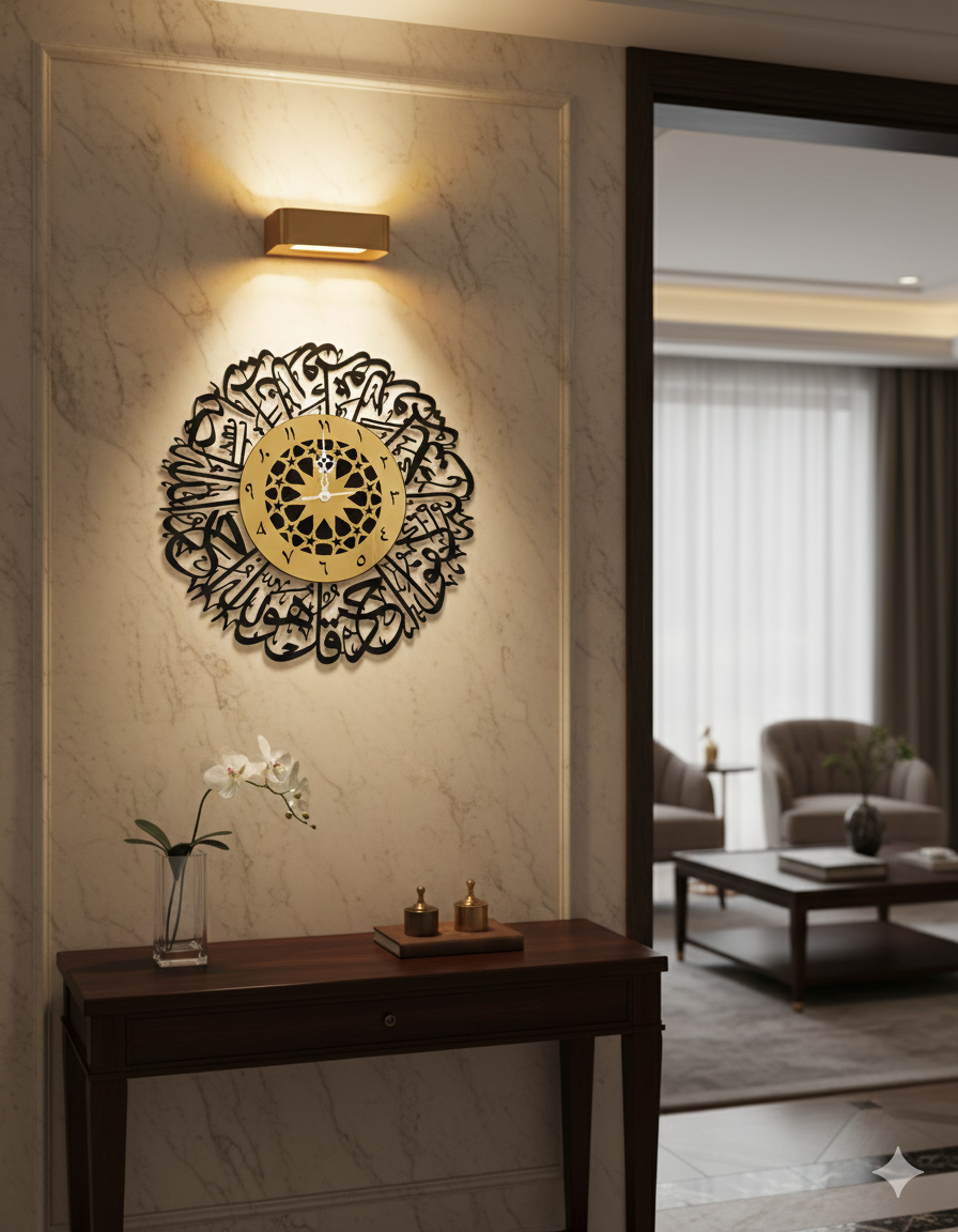 Black & gold Islamic clock