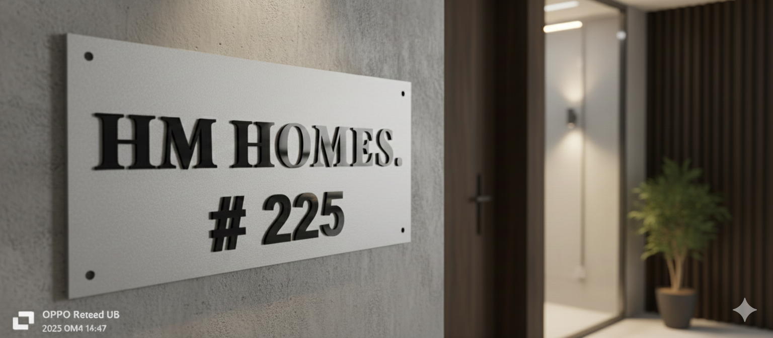 Metal acrylic signboard HM Homes