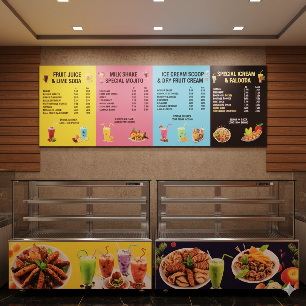 Wall menu vinyl display